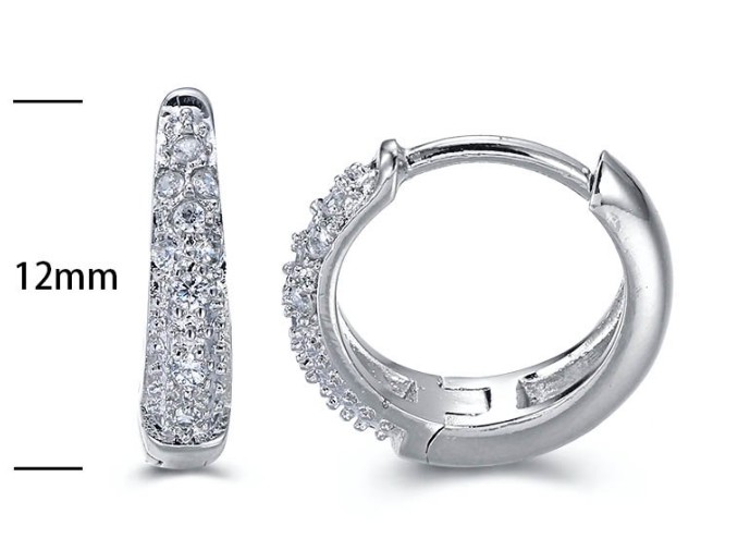 SE15593, Ladies' Moissanite Earring, S925, Rhodium Plated, White, 1.69g