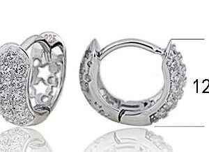 SE12595, Ladies' Moissanite Earring, S925, Rhodium Plated, White, 1.98g