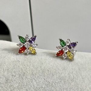 SE01776, Ladies' Moissanite Earring, S925, Rhodium Plated, White, 1.84g
