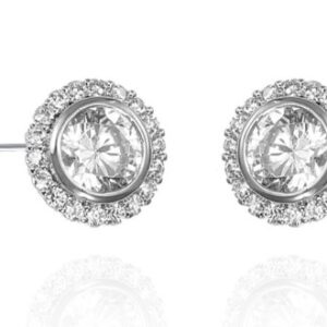 SE38673, Ladies' Moissanite Earring, S925, Rhodium Plated, White, 1.76g