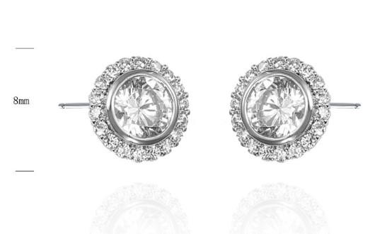 SE38673, Ladies' Moissanite Earring, S925, Rhodium Plated, White, 1.76g