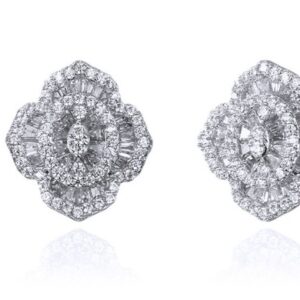 SE26237, Ladies' Moissanite Earring, S925, Rhodium Plated, White, 4.42g