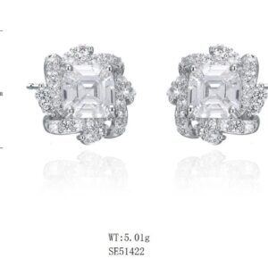 SE51422, Ladies' Moissanite Ring, S925, Rhodium Plated, White, 5.09g