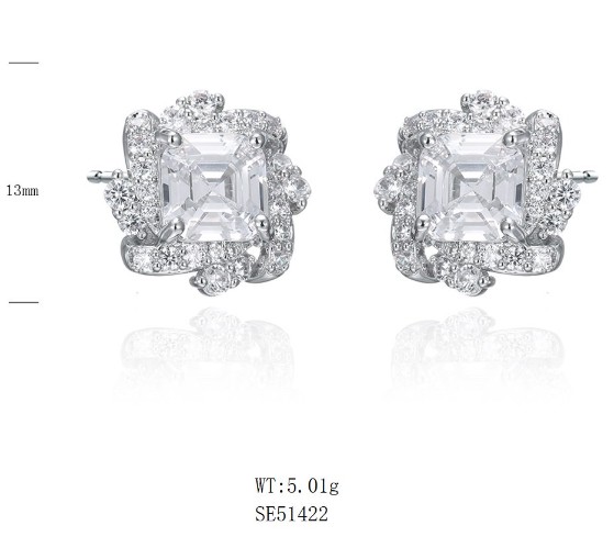 SE51422, Ladies' Moissanite Ring, S925, Rhodium Plated, White, 5.09g