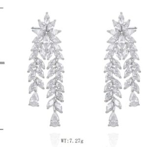 SE47758, Ladies' Moissanite Earring, S925, Rhodium Plated, White, 7.47g