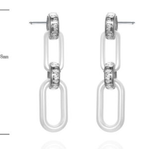 SE39861, Ladies' Moissanite Earring, S925, Rhodium Plated, White, 5.33g