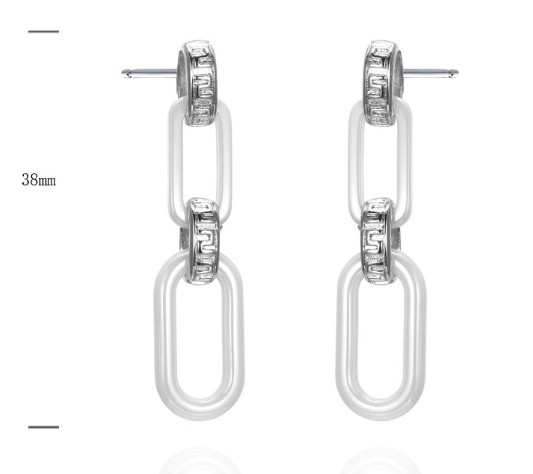 SE39861, Ladies' Moissanite Earring, S925, Rhodium Plated, White, 5.33g