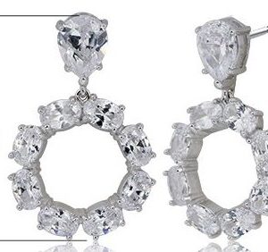 SE08198, Ladies' Moissanite Earring, S925, Rhodium Plated, White, 9.85g