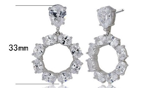 SE08198, Ladies' Moissanite Earring, S925, Rhodium Plated, White, 9.85g