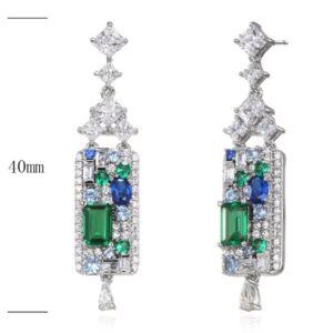SE30528, Ladies' Moissanite Earring, S925, Rhodium Plated, White, 6.86g