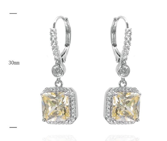 SE39391, Ladies' Moissanite Earring, S925, Rhodium Plated, White, 5.85g