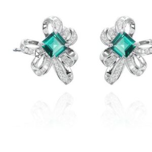 SE01767, Ladies' Moissanite Earring, S925, Rhodium Plated, White, 4.6g