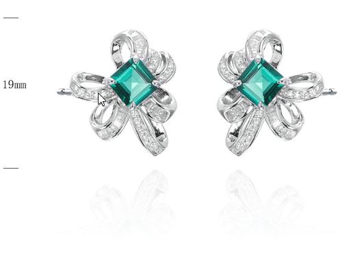SE01767, Ladies' Moissanite Earring, S925, Rhodium Plated, White, 4.6g