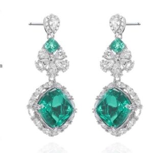 SE01460, Ladies' Moissanite Earring, S925, Rhodium Plated, White, 16.02g