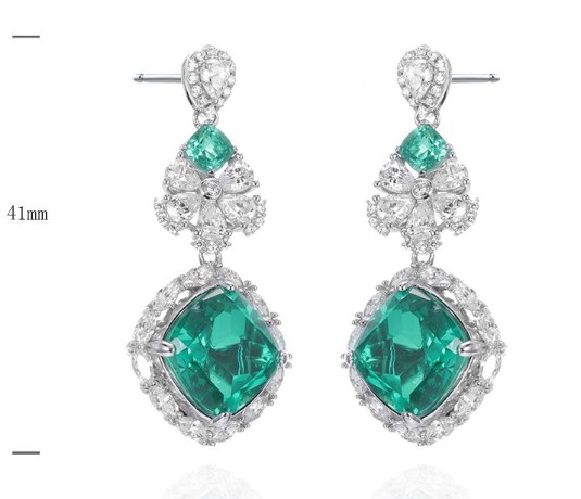 SE01460, Ladies' Moissanite Earring, S925, Rhodium Plated, White, 16.02g