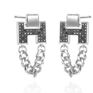 SE40541-C, Ladies' Moissanite Ring, S925, Rhodium + Black Rhodium Plated, Silver, 7.53g