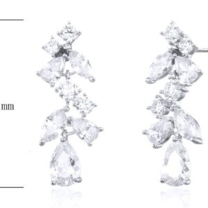 SE25265, Ladies' Moissanite Earring, S925, Rhodium Plated, White, 6.167g