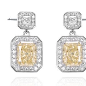SE01771, Ladies' Moissanite Earring, S925, Rhodium Plated, White, 8.1g