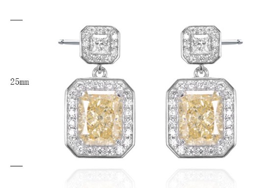 SE01771, Ladies' Moissanite Earring, S925, Rhodium Plated, White, 8.1g