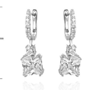 SE39392, Ladies' Moissanite Earring, S925, Rhodium Plated, White, 5.7g