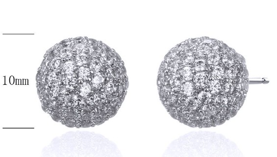 SE26595, Ladies' Moissanite Earring, S925, Rhodium Plated, White, 3.067g