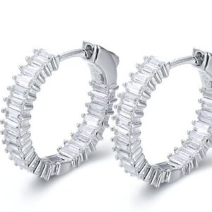 SE16884, Ladies' Moissanite Earring, S925, Rhodium Plated, White, 6.043g