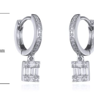 SE26500, Ladies' Moissanite Earring, S925, Rhodium Plated, White, 2.725g