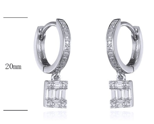 SE26500, Ladies' Moissanite Earring, S925, Rhodium Plated, White, 2.725g