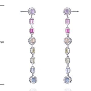 SE39943, Ladies' Moissanite Earring, S925, Rhodium Plated, White, 5.6g