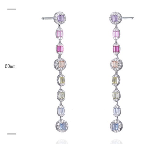 SE39943, Ladies' Moissanite Earring, S925, Rhodium Plated, White, 5.6g