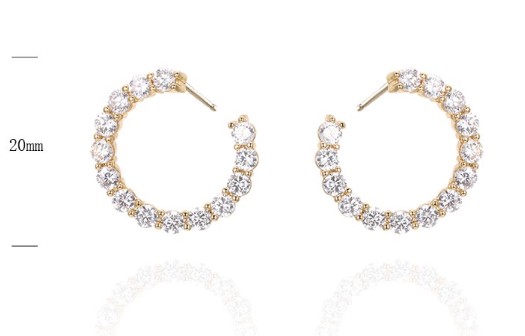 SE39435, Ladies' Moissanite Earring, S925, Rhodium Plated, White, 4.322g