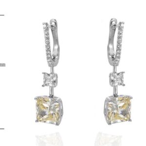 SE39387, Ladies' Moissanite Earring, S925, Rhodium Plated, White, 3.87g