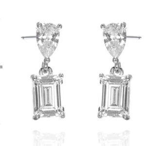 SE39947, Ladies' Moissanite Earring, S925, Rhodium Plated, White, 2.375g