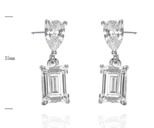 SE39947, Ladies' Moissanite Earring, S925, Rhodium Plated, White, 2.375g