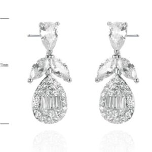 SE38747, Ladies' Moissanite Earring, S925, Rhodium Plated, White, 3.514g