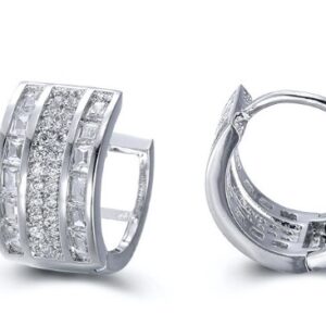 SE15519, Ladies' Moissanite Earring, S925, Rhodium Plated, White, 2.76g