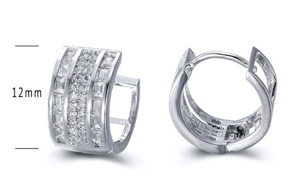 SE15519, Ladies' Moissanite Earring, S925, Rhodium Plated, White, 2.76g