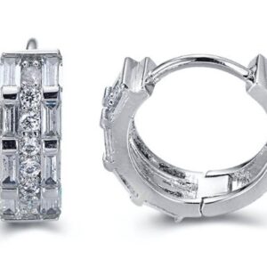SE15502, Ladies' Moissanite Earring, S925, Rhodium Plated, White, 2.682g