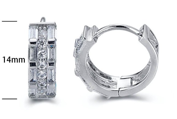 SE15502, Ladies' Moissanite Earring, S925, Rhodium Plated, White, 2.682g