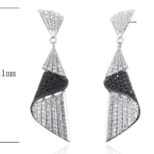 SE25892, Ladies' Moissanite Earring, S925, Rhodium Plated, White, 5.45g