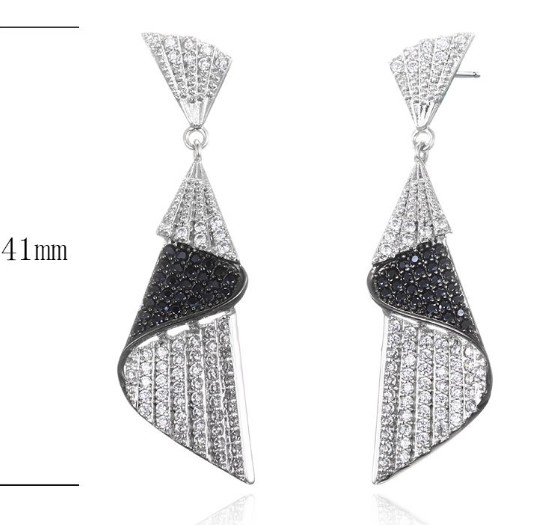 SE25892, Ladies' Moissanite Earring, S925, Rhodium Plated, White, 5.45g