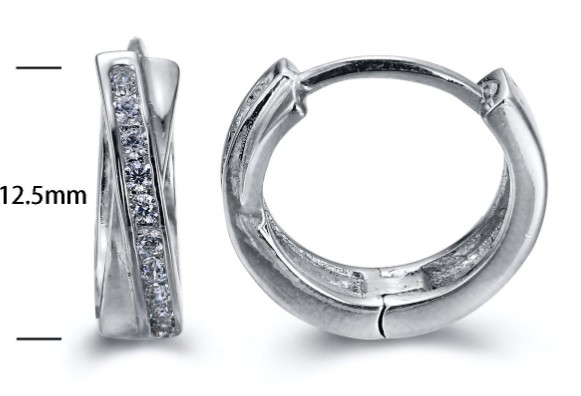 SE15526, Ladies' Moissanite Earring, S925, Rhodium Plated, White, 1.88g