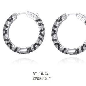 SE52412-C, Ladies' Moissanite Ring, S925, Rhodium + Black Rhodium Plated, Silver, 17.377g