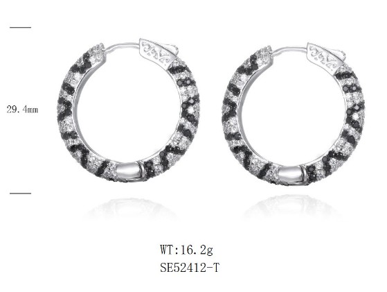 SE52412-C, Ladies' Moissanite Ring, S925, Rhodium + Black Rhodium Plated, Silver, 17.377g