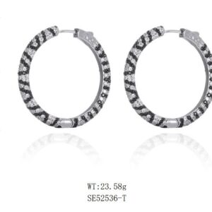 SE52536-C, Ladies' Moissanite Ring, S925, Rhodium + Black Rhodium Plated, Silver, 23.635g