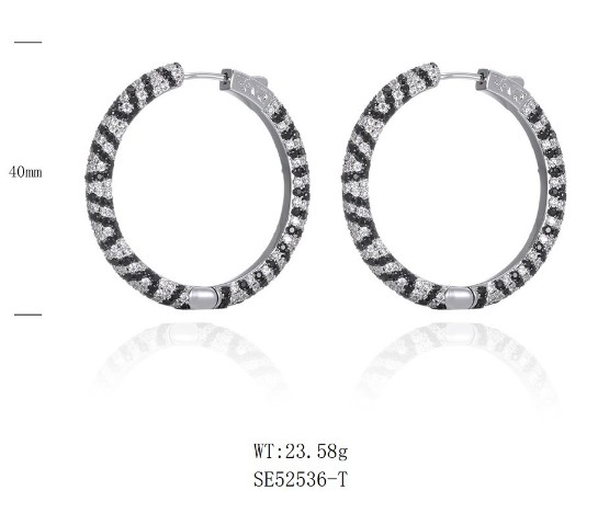 SE52536-C, Ladies' Moissanite Ring, S925, Rhodium + Black Rhodium Plated, Silver, 23.635g