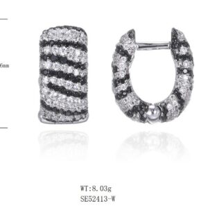 SE52413-C, Ladies' Moissanite Ring, S925, Rhodium + Black Rhodium Plated, Silver, 8.298g