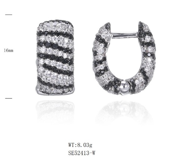 SE52413-C, Ladies' Moissanite Ring, S925, Rhodium + Black Rhodium Plated, Silver, 8.298g