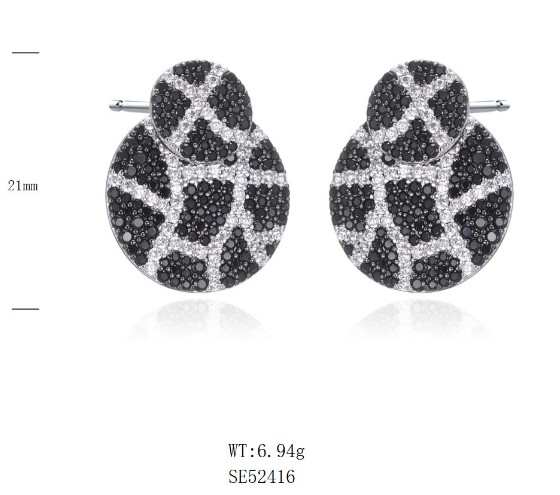 SE52416-C, Ladies' Moissanite Ring, S925, Rhodium + Black Rhodium Plated, Silver, 6.777g