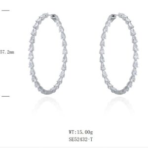 SE52432, Ladies' Moissanite Earring, S925, Rhodium Plated, White, 15.768g